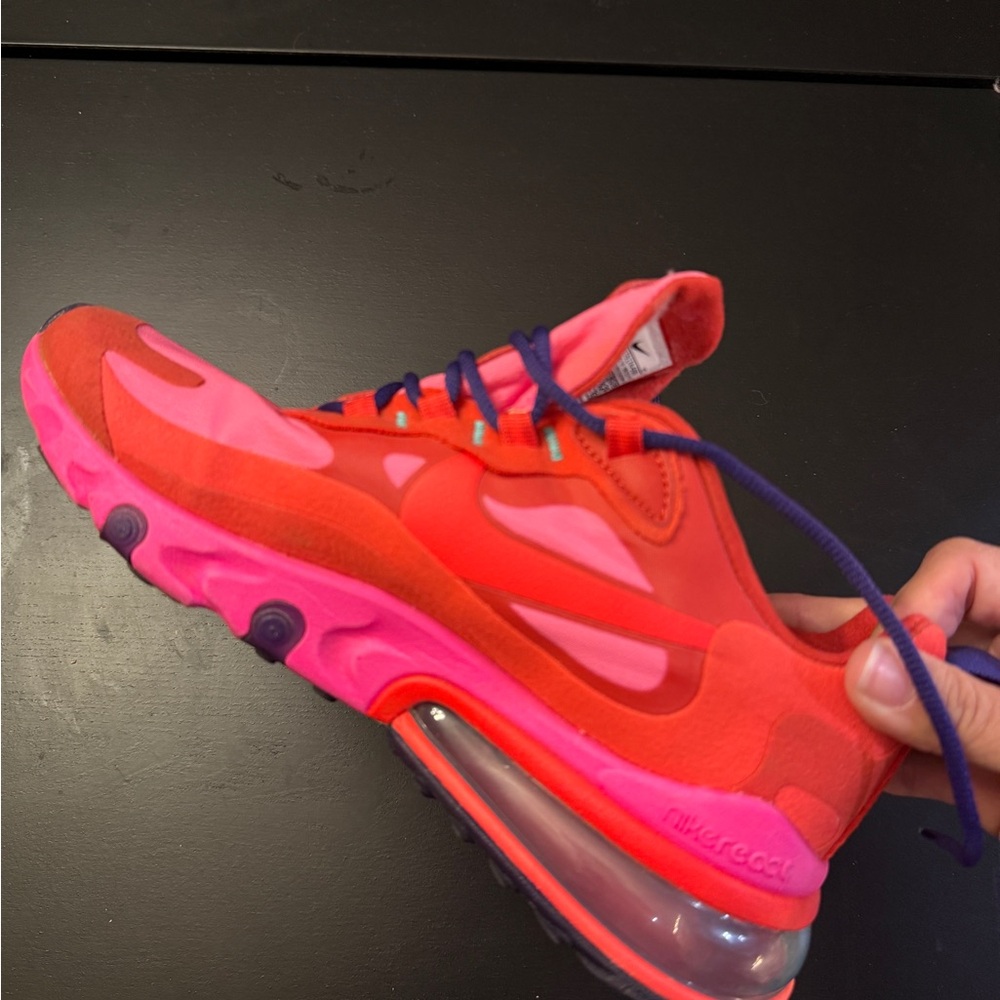 Nike Red and Pink Air Max Sneakers with Translucent Cushioning